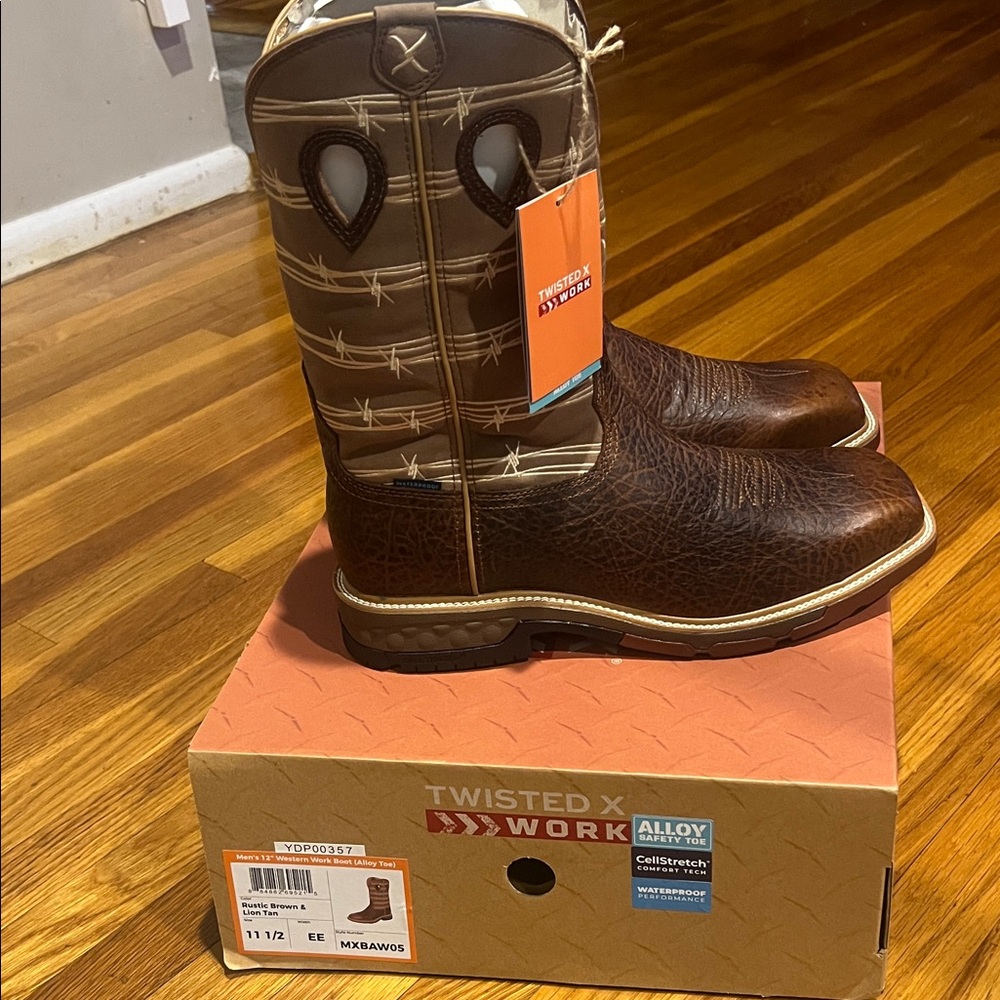 Twisted X Dark Brown and Tan Work Boots